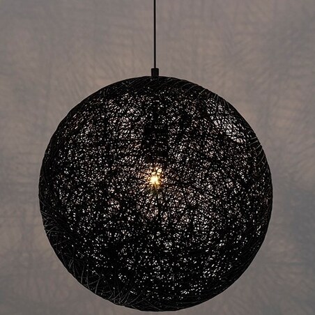 Wisząca lampa kula Luna okrągły zwis ze sznura czarny