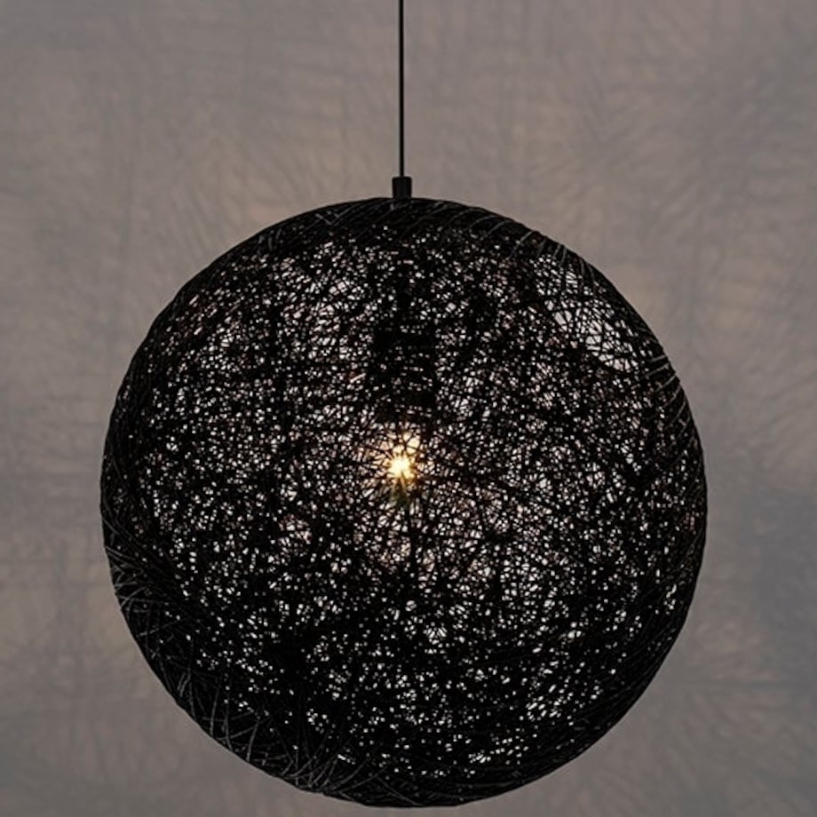 Wisząca lampa kula Luna okrągły zwis ze sznura czarny