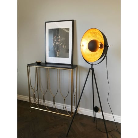 Industrialna lampa podłogowa Captain na trójnogu czarna