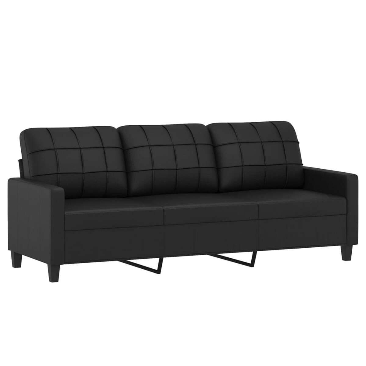 vidaXL 3-osobowa sofa z podnóżkiem, czarna, 180 cm, sztuczna skóra