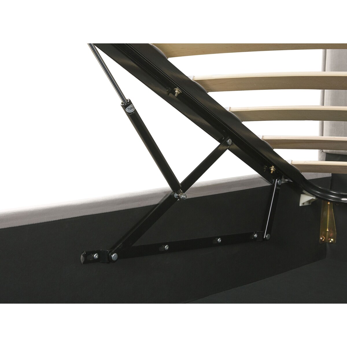 Łóżko z pojemnikiem Welur SEZANNE 160 x 200 cm Jasnoszary