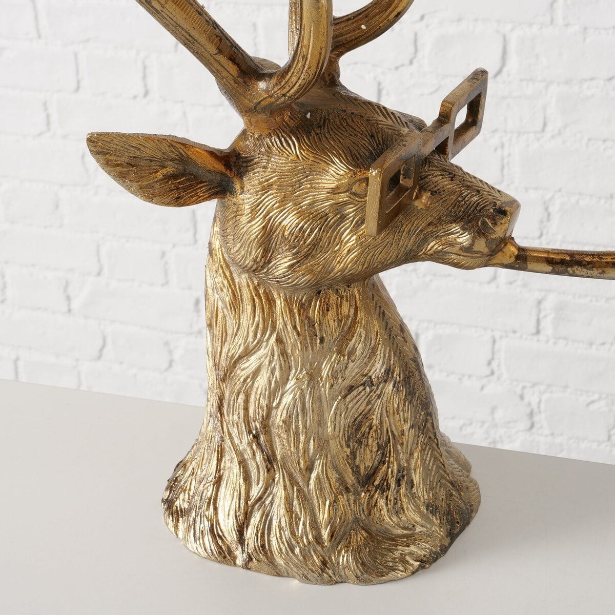 Świecznik Antyczny Hirsch „JONNY” z okularami i fajką, aluminium