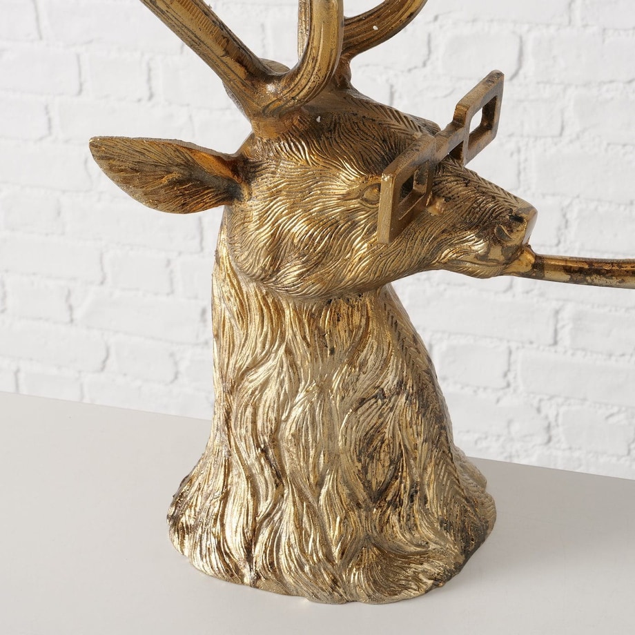 Świecznik Antyczny Hirsch „JONNY” z okularami i fajką, aluminium