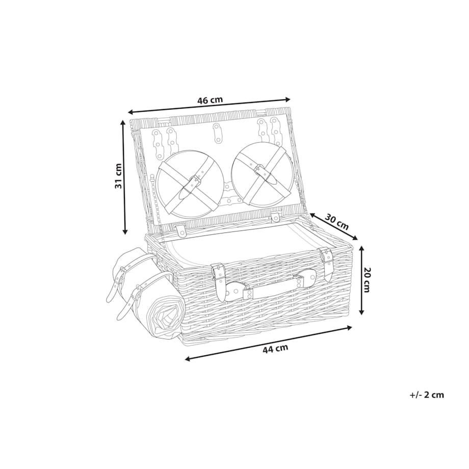 Kosz piknikowy z wikliny dla 4 osób naturalny CREPES
