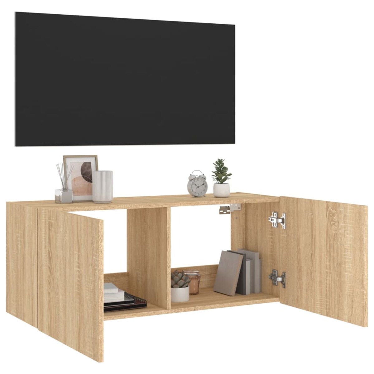 vidaXL Ścienna szafka TV z LED, dąb sonoma, 100x35x41 cm