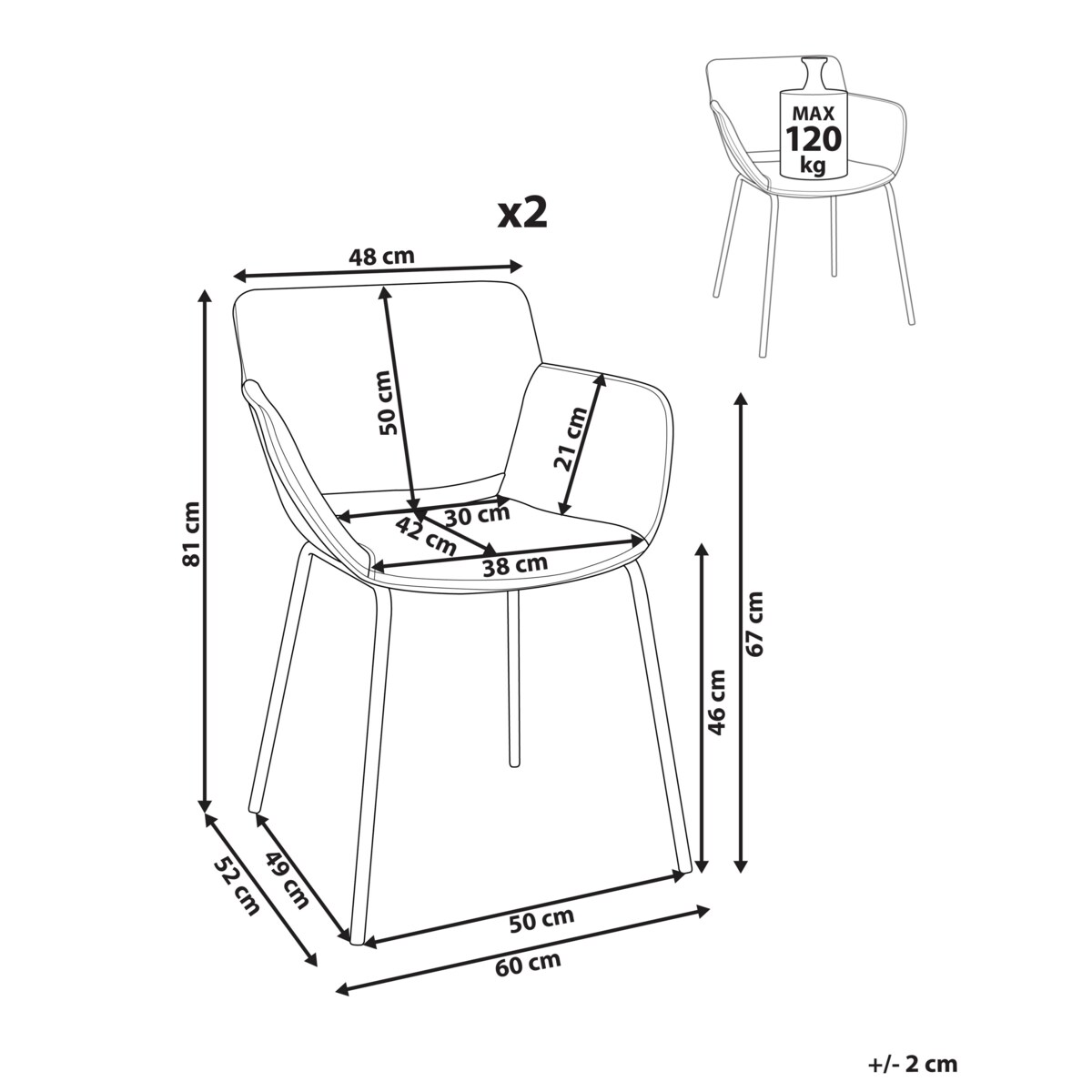 Krzesło do jadalni AXTEL Zestaw 2 Tkanina Zielony