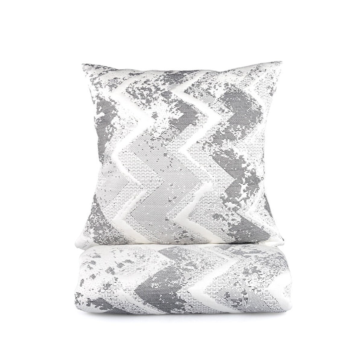 Narzuta na łóżko 200x240 szara białe zygzaki