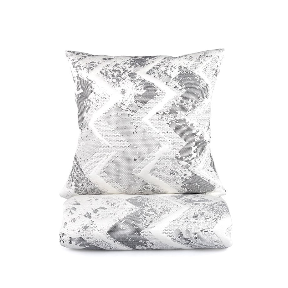 Narzuta na łóżko 200x240 szara białe zygzaki