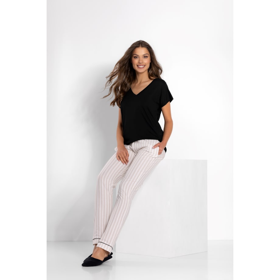 Piżama Rita Black-Beige, M
