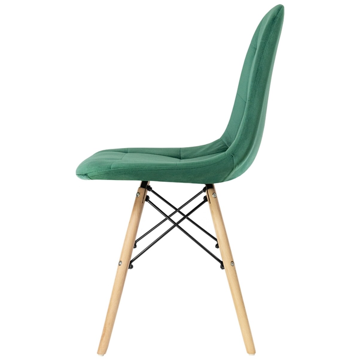 Krzesło tapicerowane skandynawskie welurowe pikowane zielone