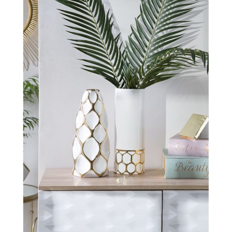 Wazon na kwiaty ceramiczny biały AVILA