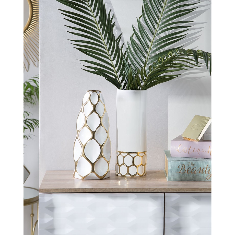 Wazon na kwiaty ceramiczny biały AVILA