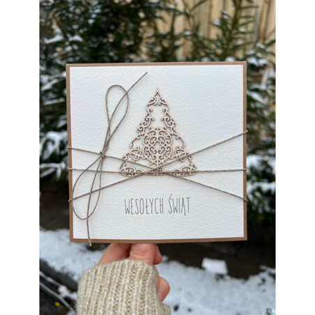 Wyjątkowa ręcznie robiona kartka świąteczna na Boże Narodzenie na piękne życzenia świąteczne - prezent