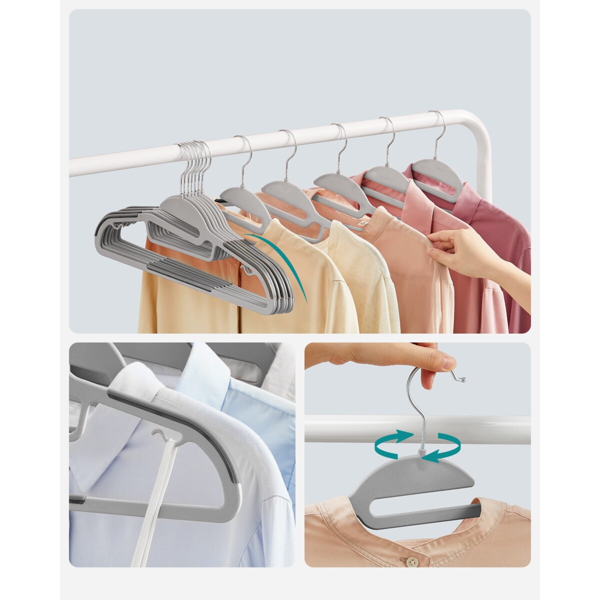 Wieszaki Plastikowe ABS Na Ubrania Komplet 20Szt Szary