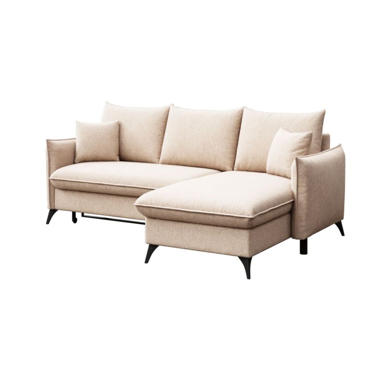 Brim Sofa narożna prawa z funkcją spania i pojemnikiem prawa jasno beżowa