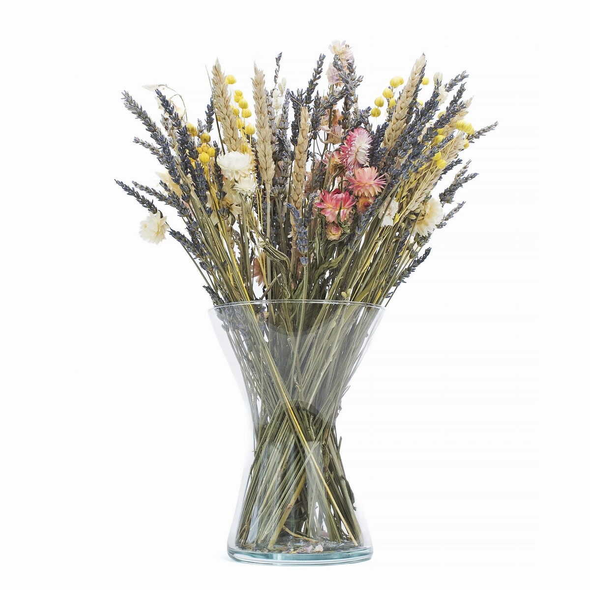 Zestaw suszonych kwiatów do wazonu Lavenda - len, lawenda, pszenica