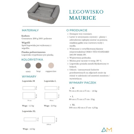 Animood Legowisko Maurice rozmiar: M, kolor: brązowy, materiał: kodura