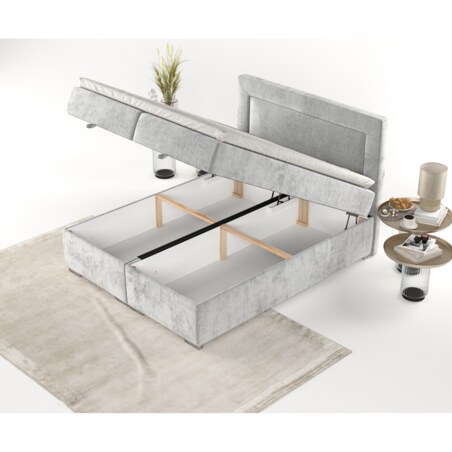 Łóżko kontynentalne LONTANO 180x200 z pojemnikiem, Jasny Szary, tkanina Lotta 06