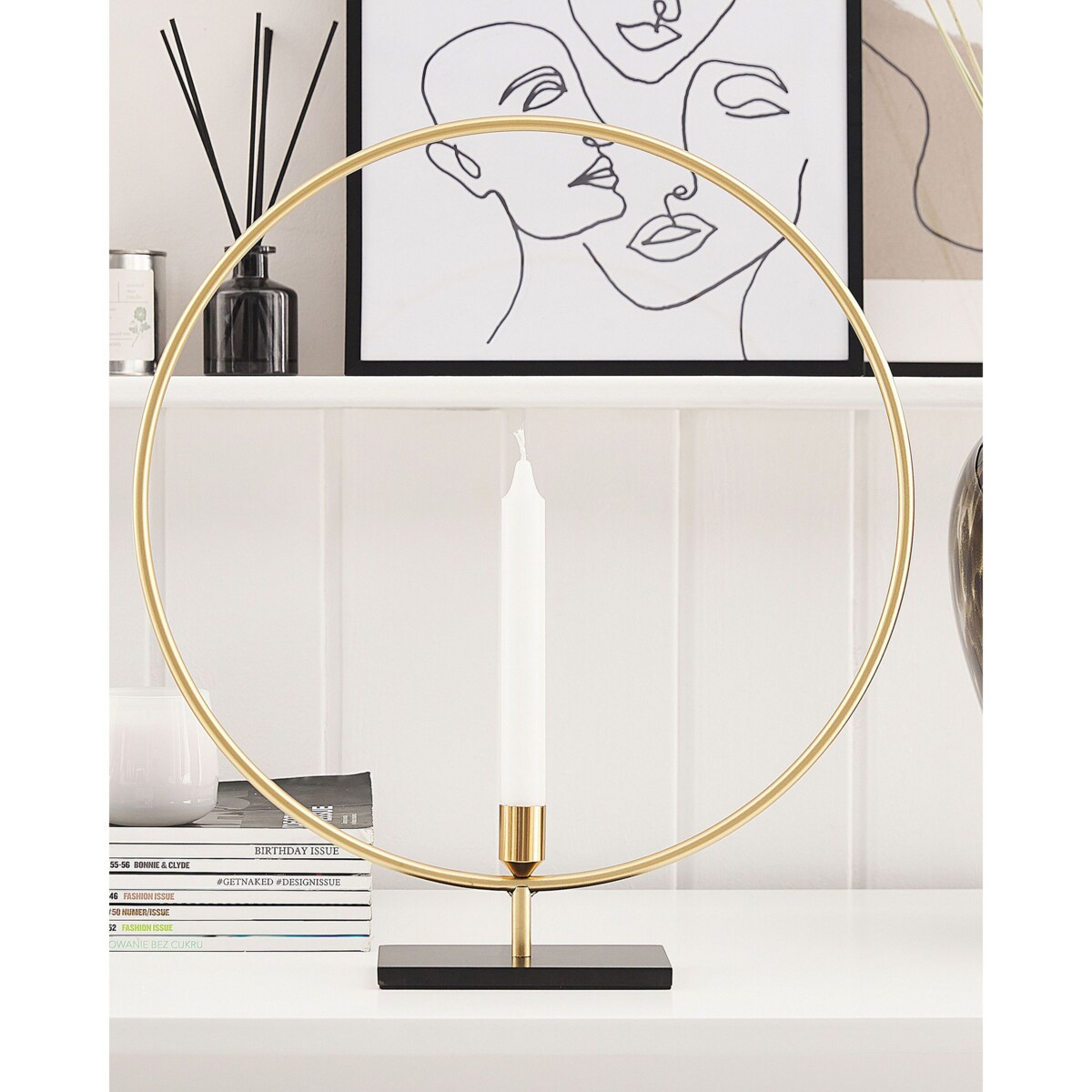 Świecznik metalowy 45 cm złoty SERAM