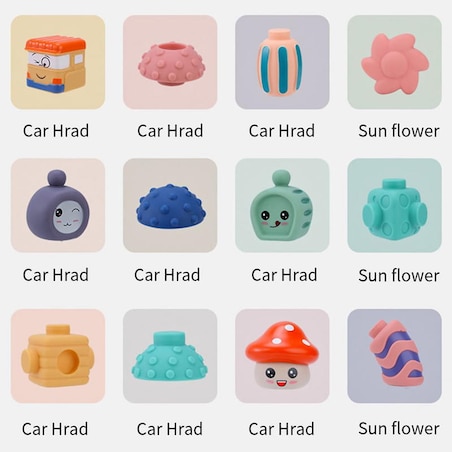 Robociki z Księżyca - miękkie klocki sensoryczne 12 elementów