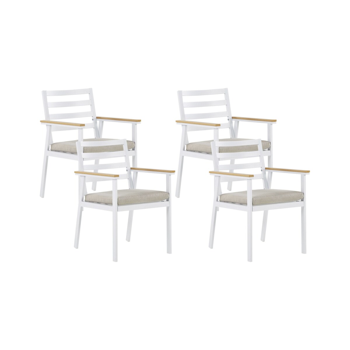 Zestaw 4 krzeseł ogrodowych biały z poduszkami beżowymi CAVOLI