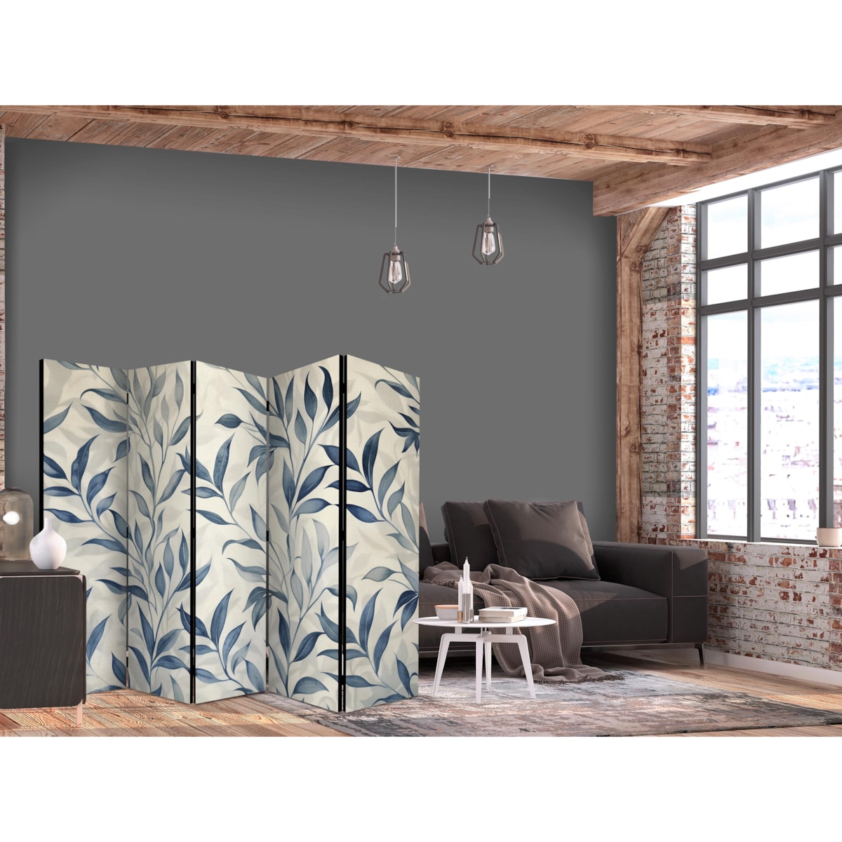 Parawan Jednostronny Delikatny Motyw Botaniczny 225x172cm