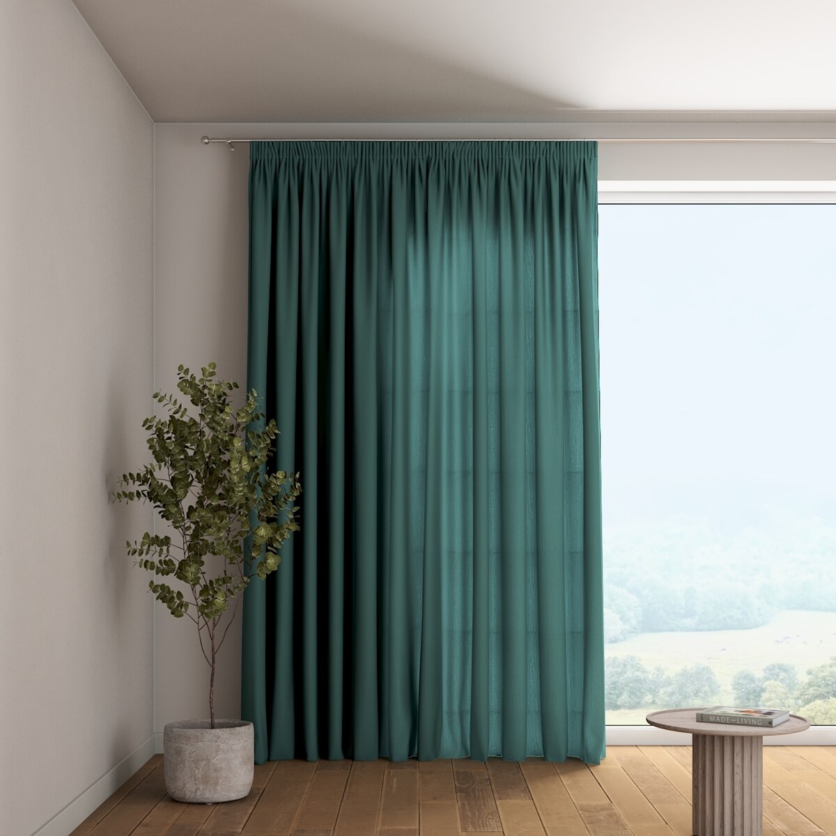 Zasłona na taśmie marszczącej 1 szt. 130x260 zgaszona szmaragdowa zieleń