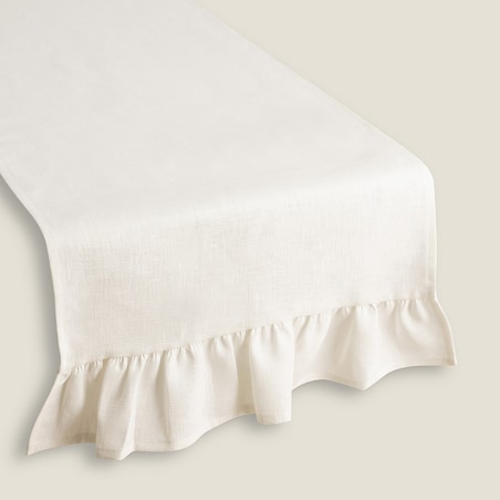 Bieżnik z falbaną 40x160 cm 40x160 śmietankowy biały