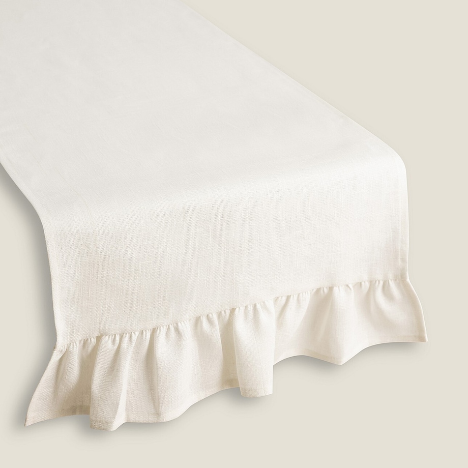 Bieżnik z falbaną 40x160 cm 40x160 śmietankowy biały