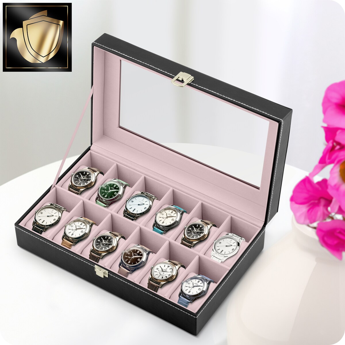 Pudełko na zegarki szkatułka organizer etui 12 szt. Massido