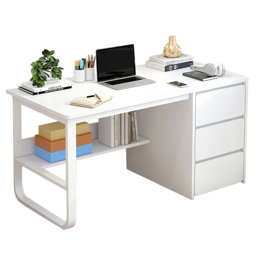 Biurko Komputerowe Młodzieżowe Białe Loft Skandynawski Duże Półki 100 Cm