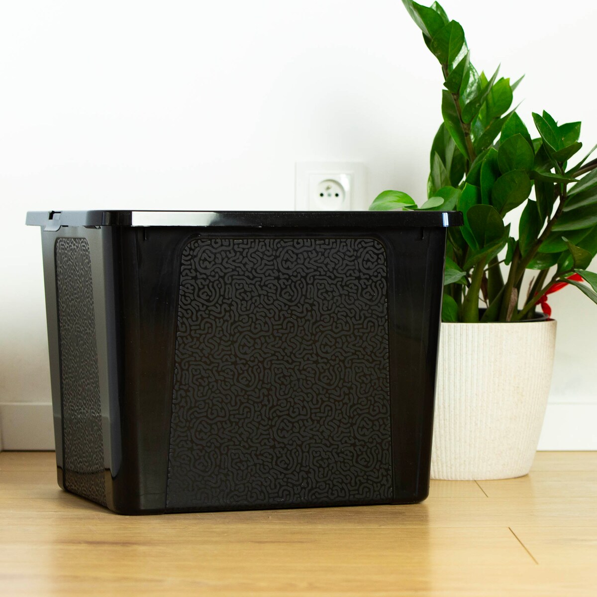 Pojemnik Plastikowy Z Pokrywą Duży Zamykany Pudełko Box Czarny 30L