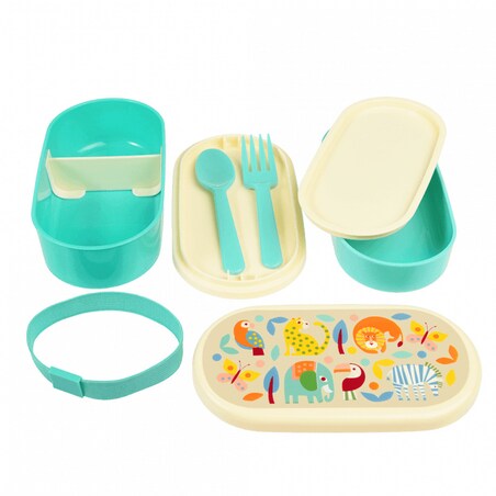 Lunchbox Bento ze sztućcami dla dzieci, Zwierzęta, Rex London