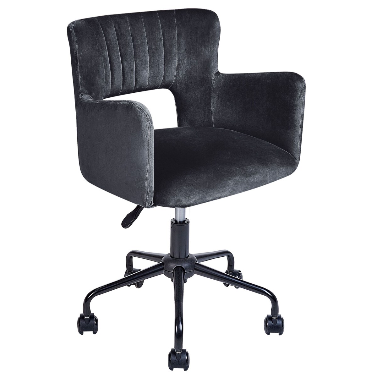 Krzesło biurowe regulowane welurowe czarne SANILAC