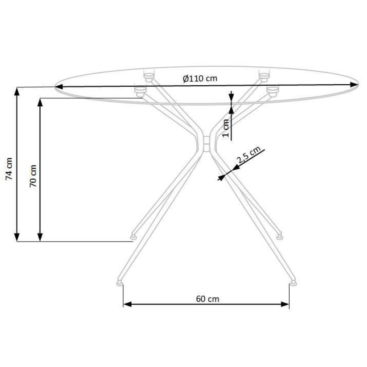 STÓŁ OKRĄGŁY Dore TRANSPARENTNY szklany blat ZŁOTE NOGI