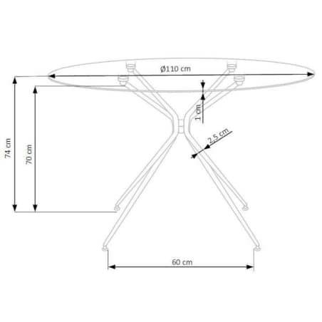 STÓŁ OKRĄGŁY Dore TRANSPARENTNY szklany blat ZŁOTE NOGI