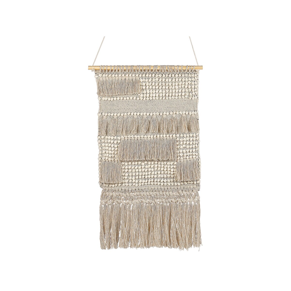 Dekoracja ścienna z frędzlami bawełniana beżowa GUJRAT