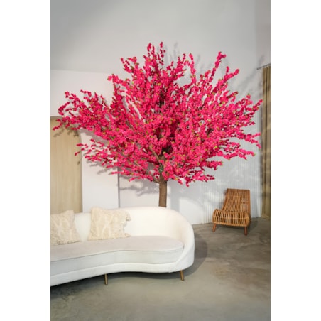 Drzewo kwitnącej wiśni z różowymi kwiatami na naturalnym pniu 250 cm x 250 cm