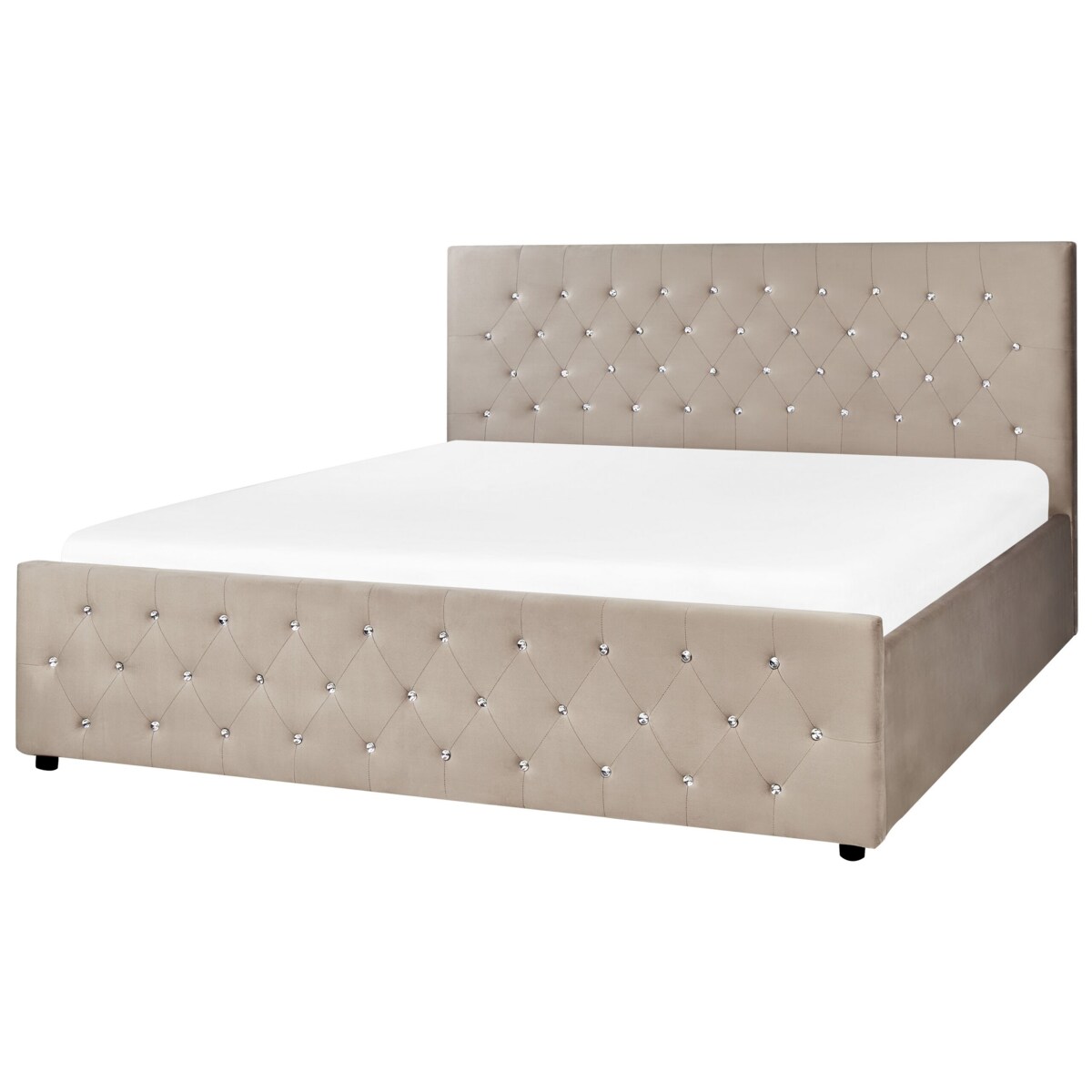 Łóżko z pojemnikiem welurowe 180 x 200 cm beżowoszare AMIENS