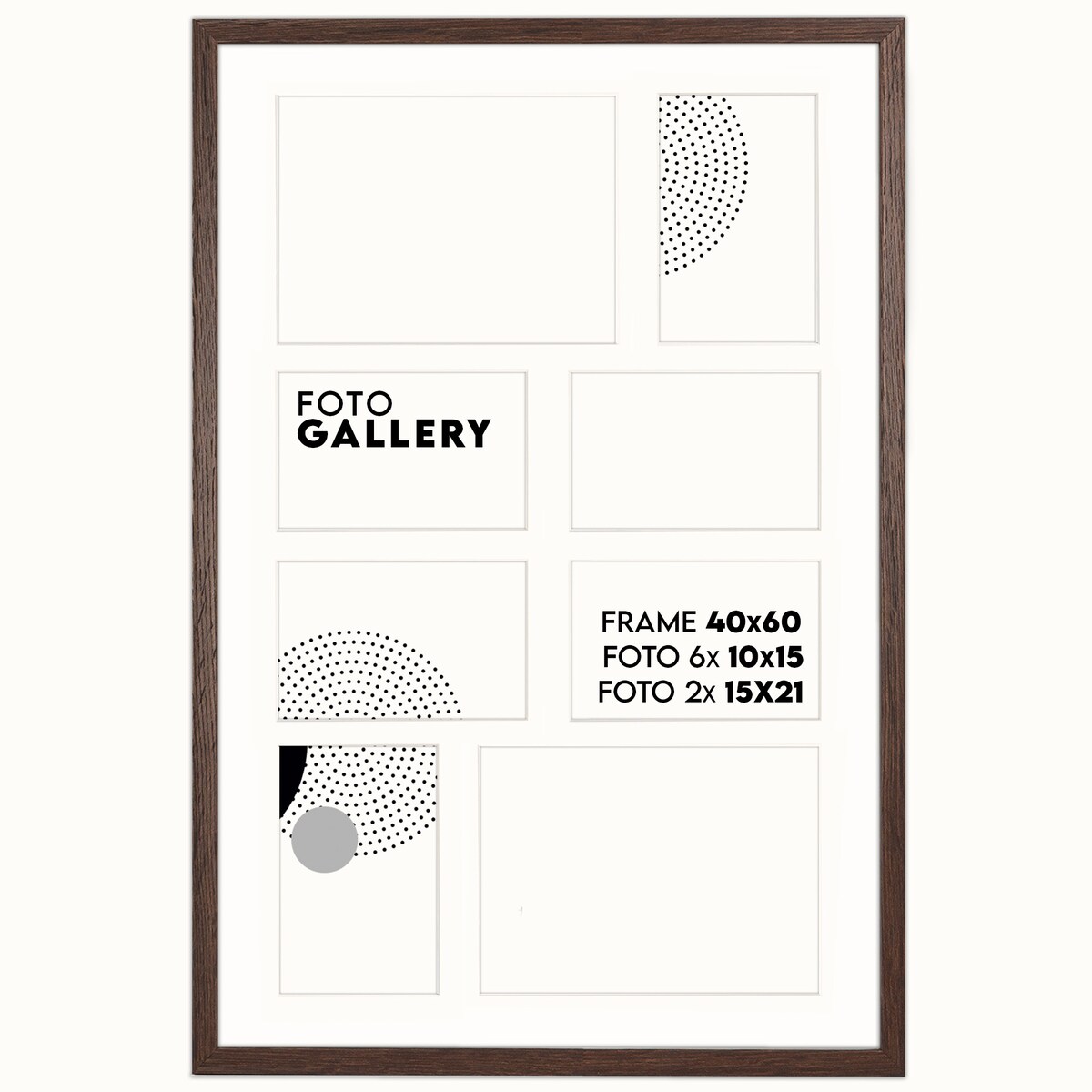 Ramka na 8 zdjęć 10x15 cm i 15x21 cm rama brązowa foto galeria 40x60 cm kolaż FRAMAI®