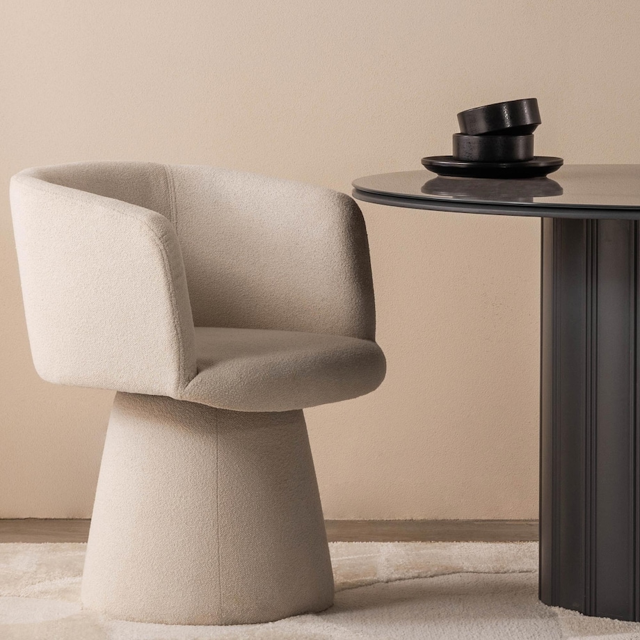 Krzesło obrotowe jasnobeżowe bouclé Nalf