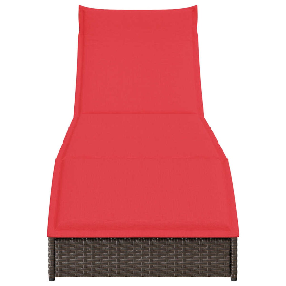 vidaXL Składany leżak z poduszką i schowkiem Brązowy polirattan