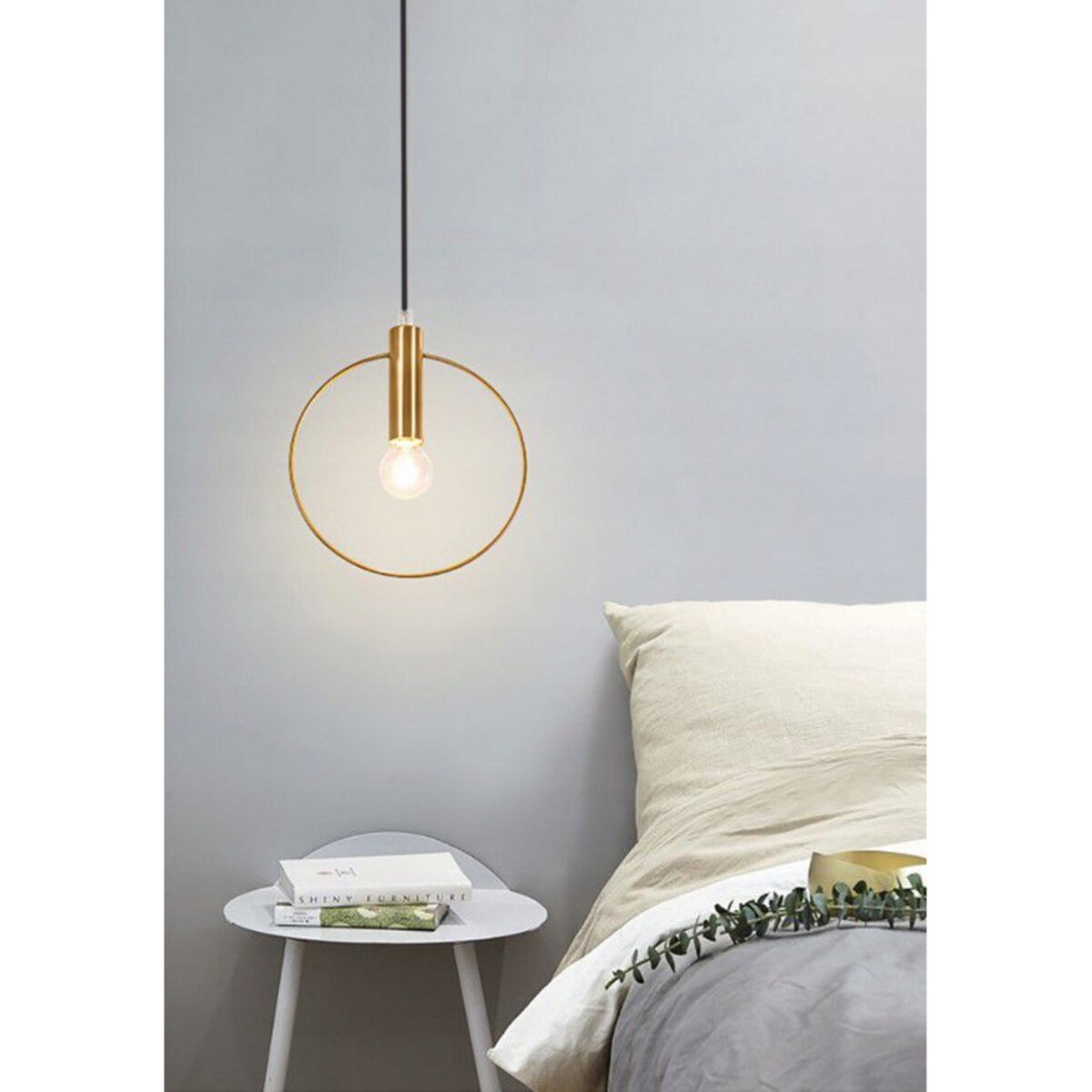 Lampa Sufitowa Złote Metalowe Koło Loft