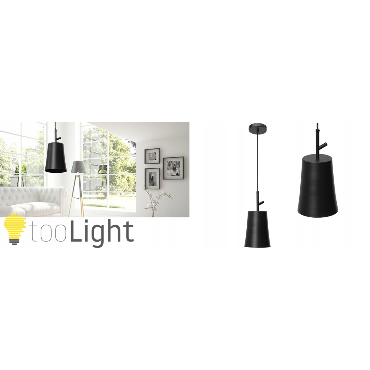 Lampa Wisząca Tuba Czarna Metal Black Industrial