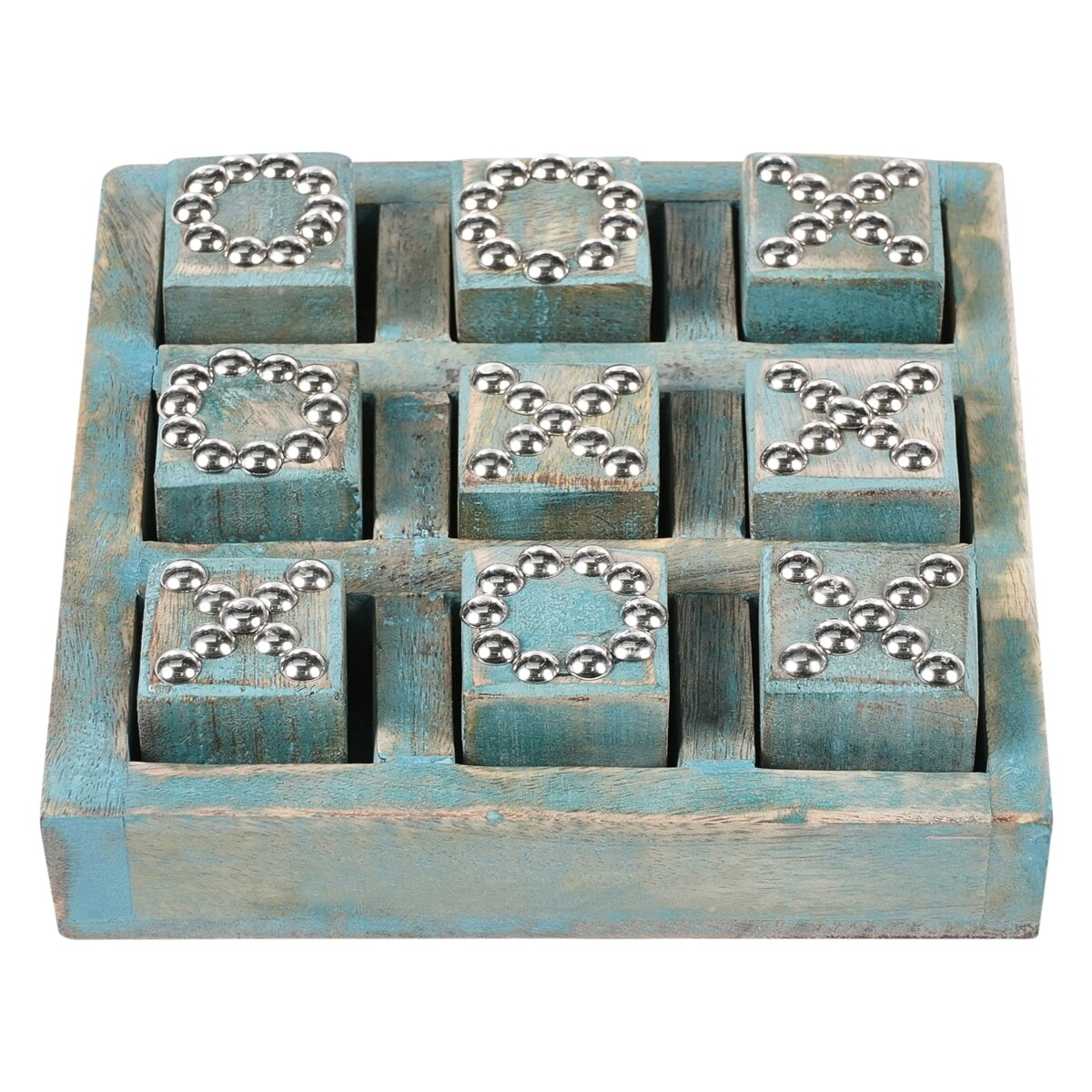 Gra w kółko i krzyżyk KINA Drewno mango Niebieski