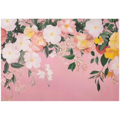 Fototapeta Do Sypialni Salonu Na Flizelinie Kwiaty Liście Różowy 350x250