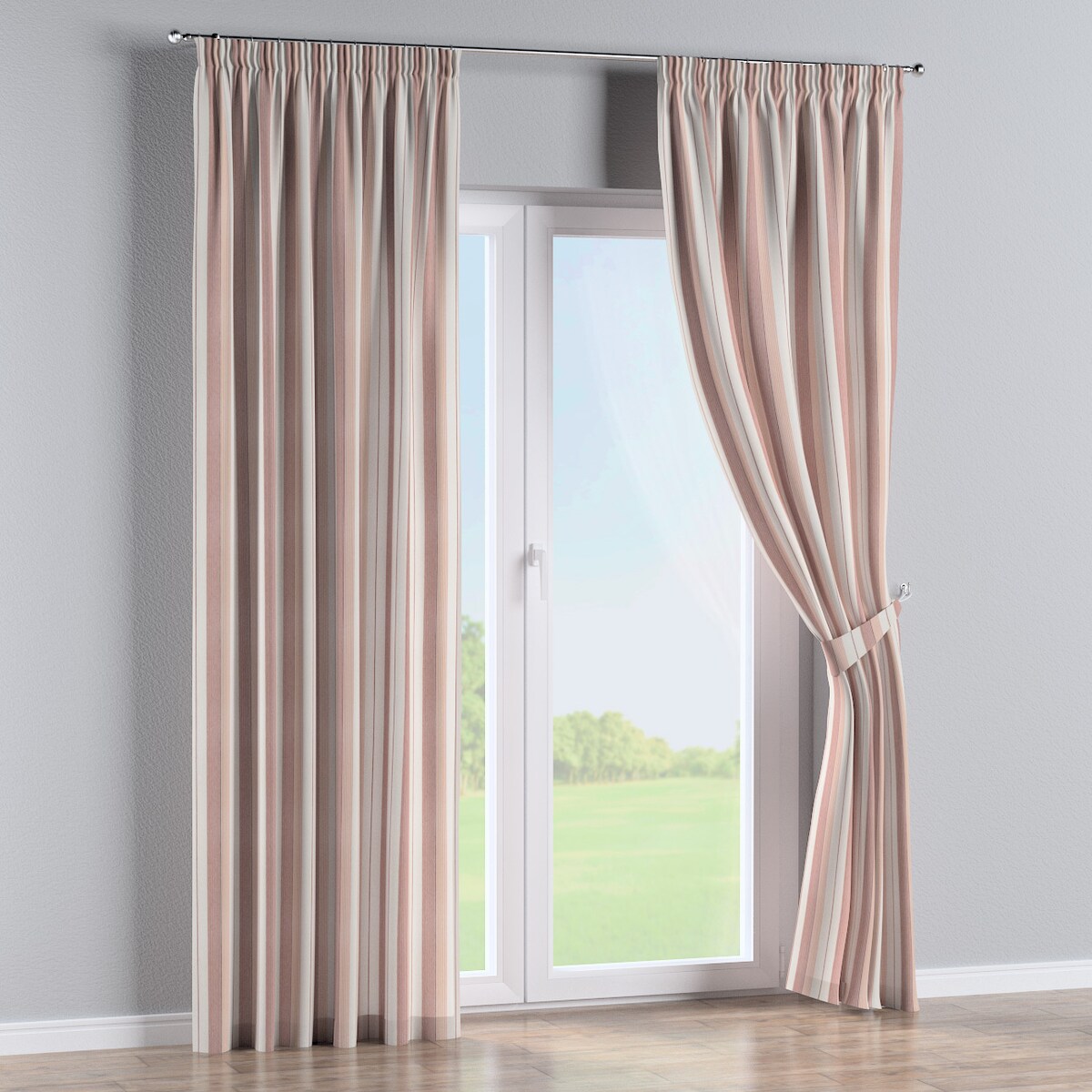 Zasłona na taśmie marszczącej 1 szt. 130x245 czerwone pasy