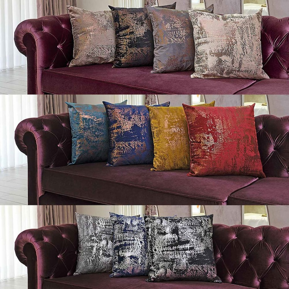 Poszewka dekoracyjna 40x40 ciemno niebieska z srebrnym nadrukiem