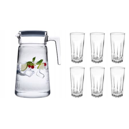 DZBANEK 2 L + 6 SZKLANEK NA NAPOJE WODĘ PASABAHCE soki lemoniadę lato grill