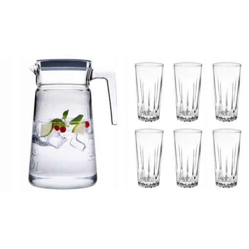 DZBANEK 2 L + 6 SZKLANEK NA NAPOJE WODĘ PASABAHCE soki lemoniadę lato grill